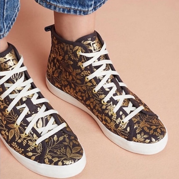 Keds Shoes - Keds x Rifle Paper Queen Anne Gold Foil High Top